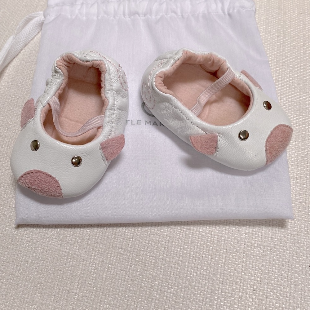 LITTLE MARC JACOBS White Mouse Ballet Baby Crib Shoes